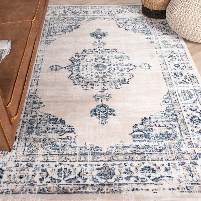 Teppich Vintage - Deep Medaillon Weiß Blau