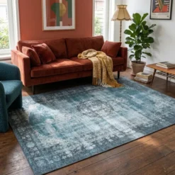 Teppich Vintage - Estate Medaillon Blau Grün