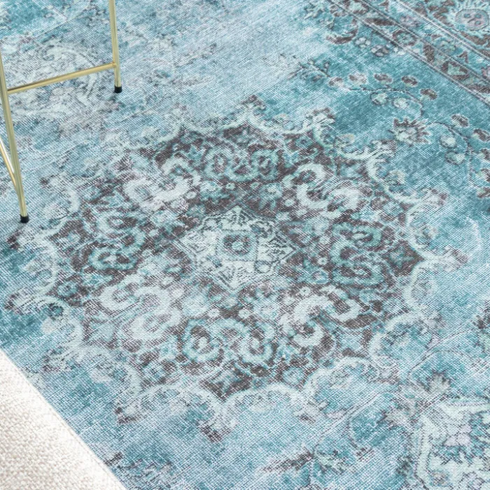 Teppich Vintage - Estate Medaillon Blau Grün