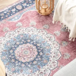 Teppich Vintage - Lily Medaillon Rot Rosa