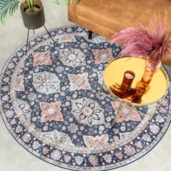 Teppich Vintage Rund - Imagine Oriental Blau