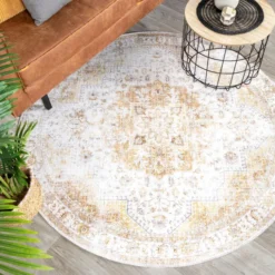 Teppich Vintage Rund - Lago Gelb