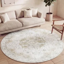 Teppich Vintage Rund - Lago Grün Creme
