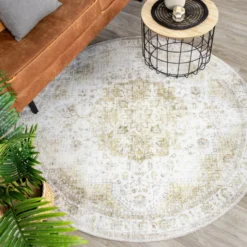 Teppich Vintage Rund - Lago Grün Creme