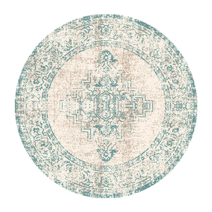 Teppich Vintage Rund - Spring Ethnic Creme Grün
