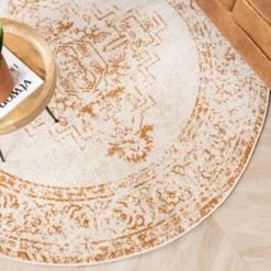 Teppich Vintage Rund - Spring Ethnic Creme Terra