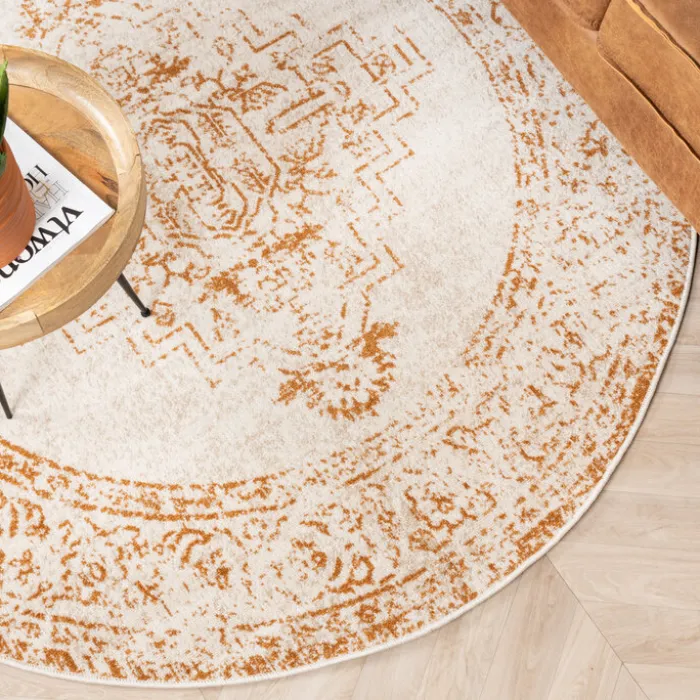 Teppich Vintage Rund - Spring Ethnic Creme Terra
