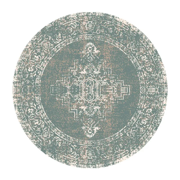 Teppich Vintage Rund - Spring Ethnic Grün Creme