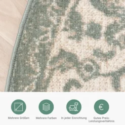 Teppich Vintage Rund - Spring Medaillon Grün Creme