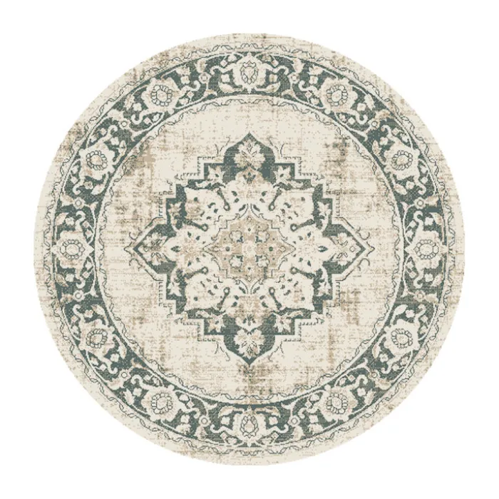 Teppich Vintage Rund - Spring Medaillon Creme Grün