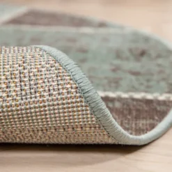 Teppich Vintage Rund - Spring Patchwork Grün Grau