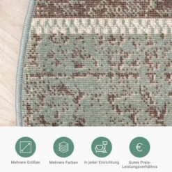 Teppich Vintage Rund - Spring Patchwork Grün Grau