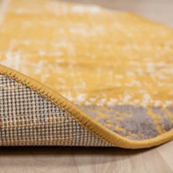 Teppich Vintage Rund - Spring Patchwork Ockergelb Taupe