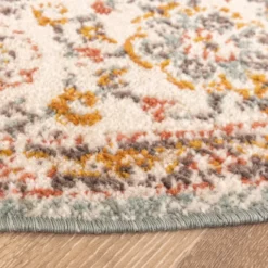 Teppich Vintage Rund - Thirza Medaillon Hellblau Bunt