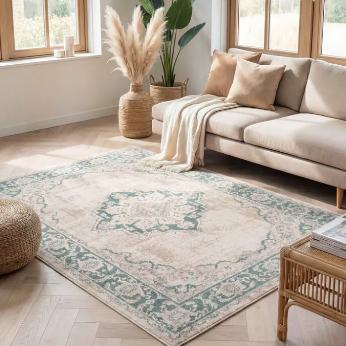 Teppich Vintage - Spring Medaillon Creme Grün