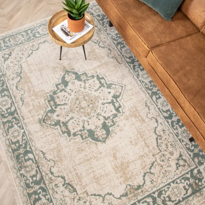 Teppich Vintage - Spring Medaillon Creme Grün