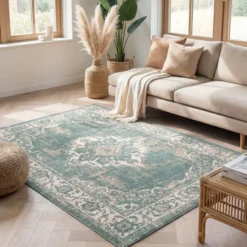 Teppich Vintage - Spring Medaillon Grün Creme