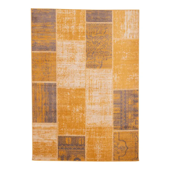 Teppich Vintage - Spring Patchwork Ockergelb Taupe