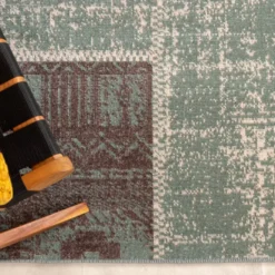 Teppich Vintage - Spring Patchwork Grün Grau