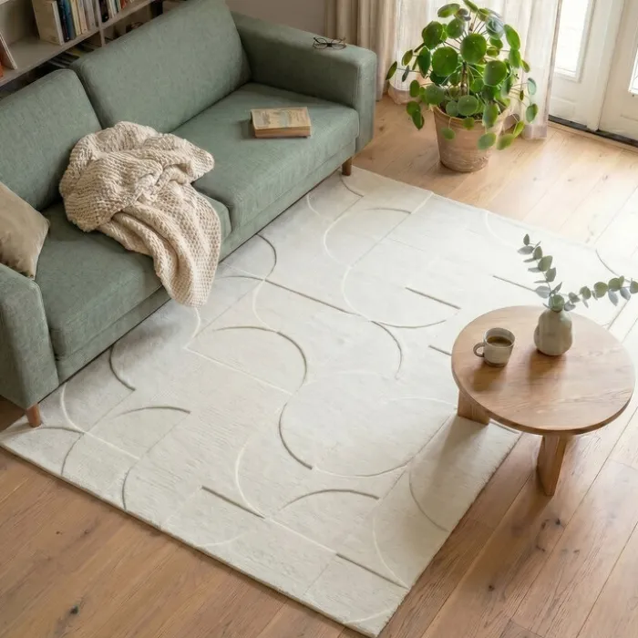 Teppich Wohnzimmer - Charm Circles Weiß