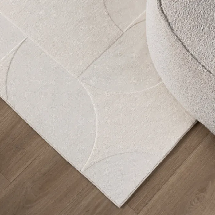 Teppich Wohnzimmer - Charm Circles Weiß