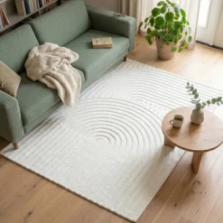 Teppich Wohnzimmer - Charm Curves Weiß