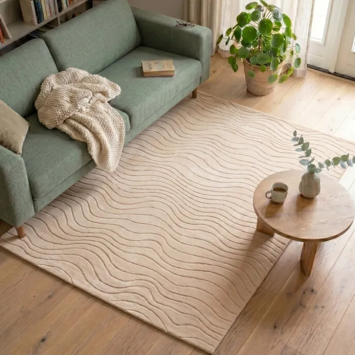 Teppich Wohnzimmer - Charm Waves Beige