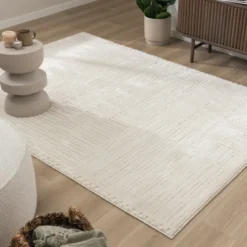 Teppich Wohnzimmer - Yune Lines Creme