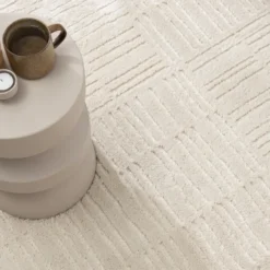 Teppich Wohnzimmer - Yune Lines Creme
