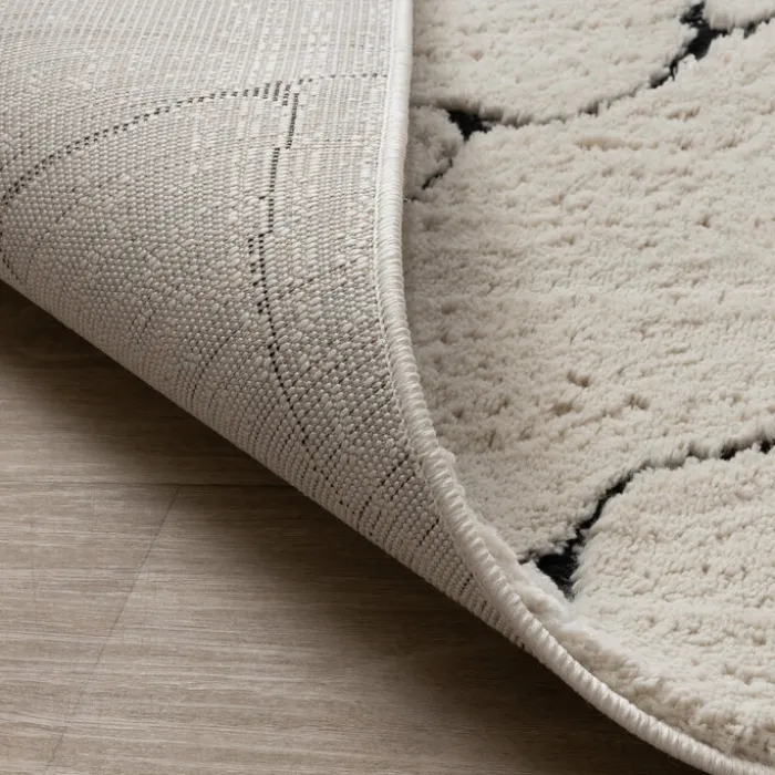 Teppich Wohnzimmer - Yune Stone Creme Schwarz