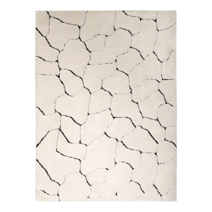 Teppich Wohnzimmer - Yune Stone Creme Schwarz
