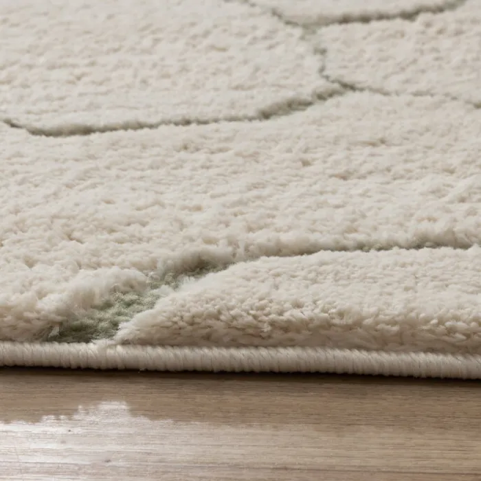 Teppich Wohnzimmer - Yune Stone Creme Grün