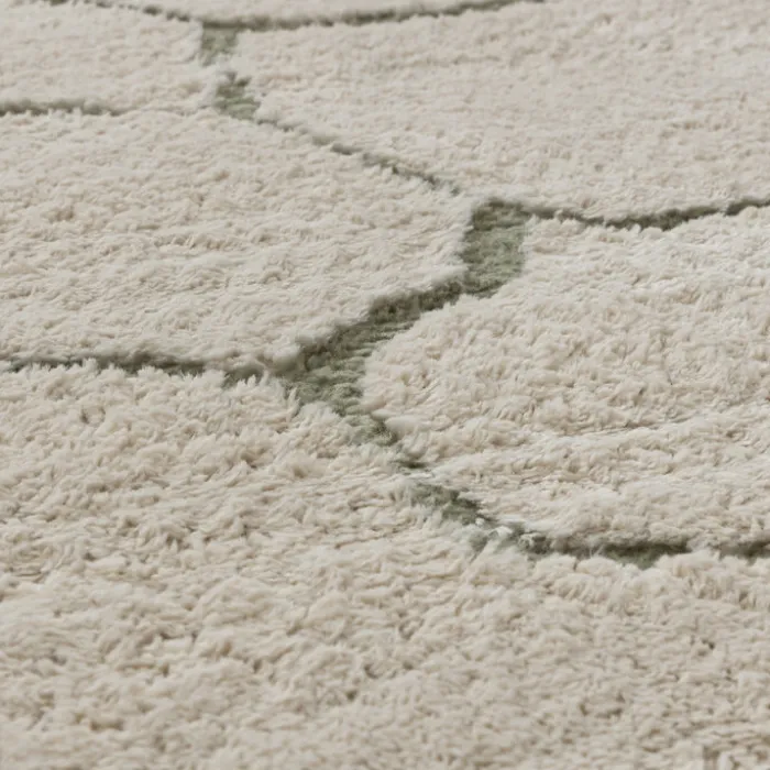 Teppich Wohnzimmer - Yune Stone Creme Grün
