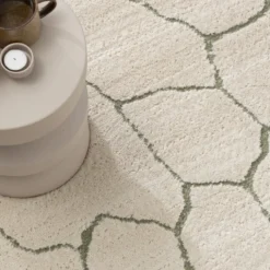 Teppich Wohnzimmer - Yune Stone Creme Grün