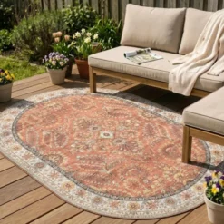 Vintage Gartenteppich Oval - Santo Flora Terrakotta