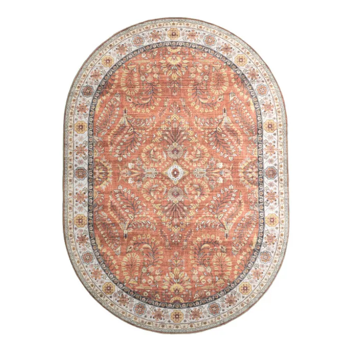 Vintage Gartenteppich Oval - Santo Flora Terrakotta