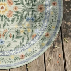 Vintage Gartenteppich Rund - Luana Dunkelgrün