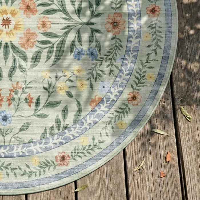 Vintage Gartenteppich Rund - Luana Dunkelgrün