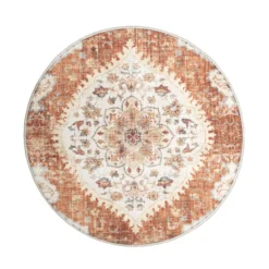 Vintage Gartenteppich Rund - Santo Mandala Terrakotta