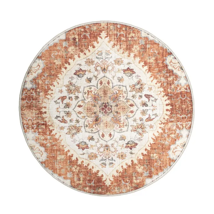 Vintage Gartenteppich Rund - Santo Mandala Terrakotta