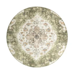Vintage Gartenteppich Rund - Santo Mandala Grün