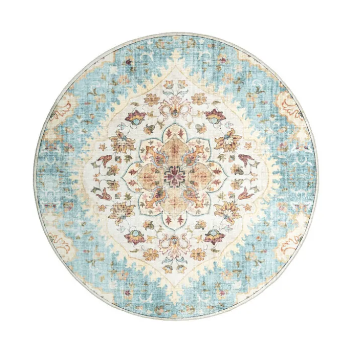 Vintage Gartenteppich Rund - Santo Mandala Hellblau