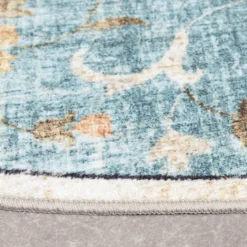 Vintage Gartenteppich Rund - Santo Mandala Hellblau