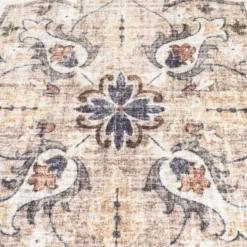 Vintage Gartenteppich Rund - Santo Mandala Blau Grau