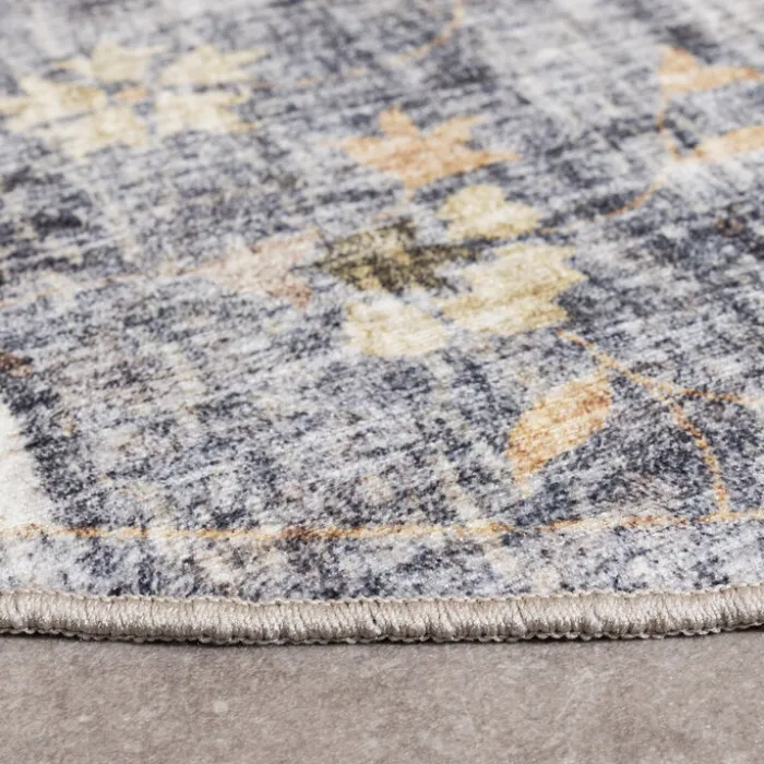 Vintage Gartenteppich Rund - Santo Mandala Blau Grau