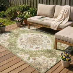 Vintage Gartenteppich - Santo Mandala Grün