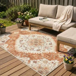 Vintage Gartenteppich - Santo Mandala Terrakotta