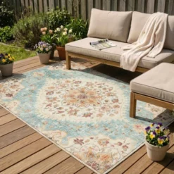 Vintage Gartenteppich - Santo Mandala Hellblau
