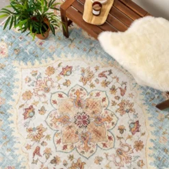 Vintage Gartenteppich - Santo Mandala Hellblau