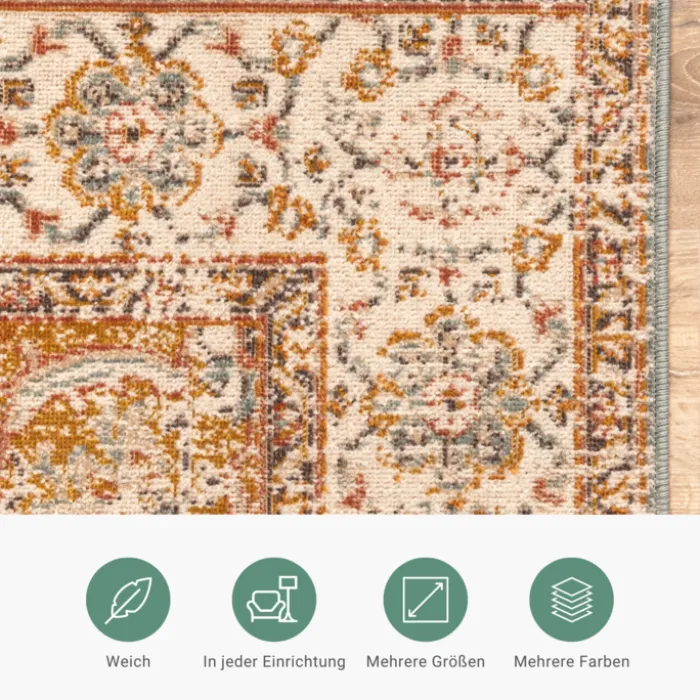 Vintage Teppich - Thirza Medaillon Hellblau Bunt